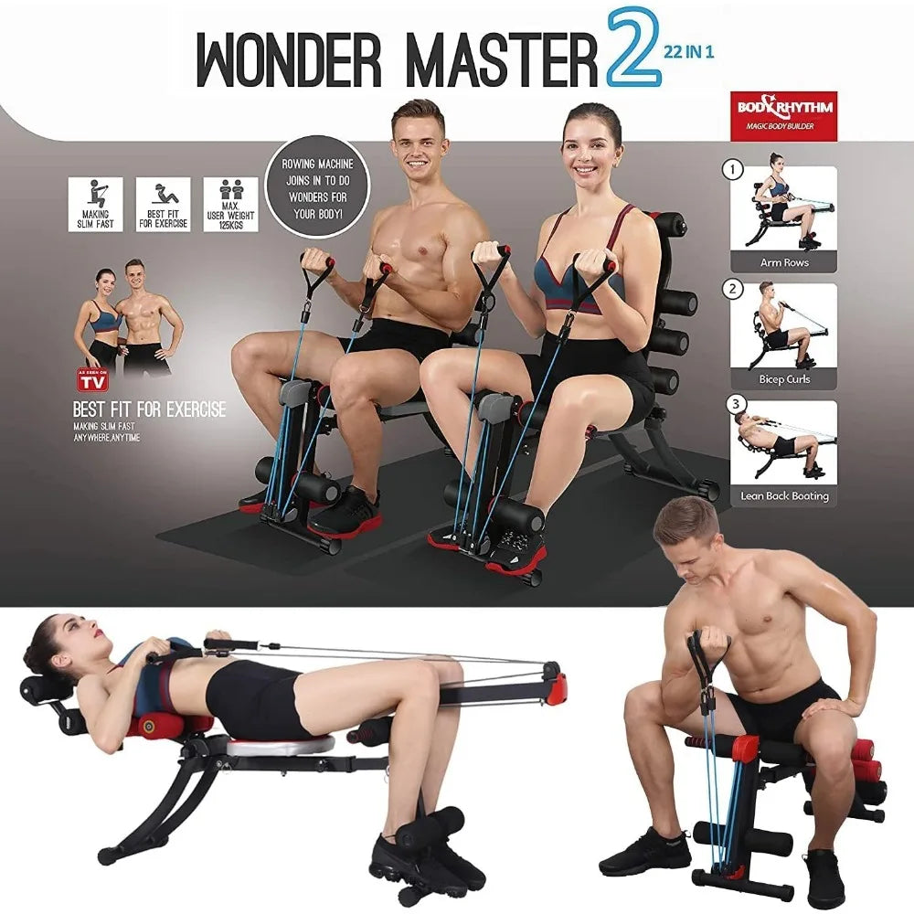 22 in 1 Wonder Master Core & Abdominal Workout Equipment/Foldable & Adjustable Rowing Machine, Core Strength Training