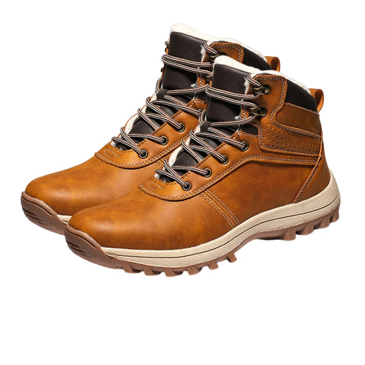 Men PU Leather Lace Up Shoes Waterproof Warm/Winter Boot Non-Slip Mens Lightweight Boots