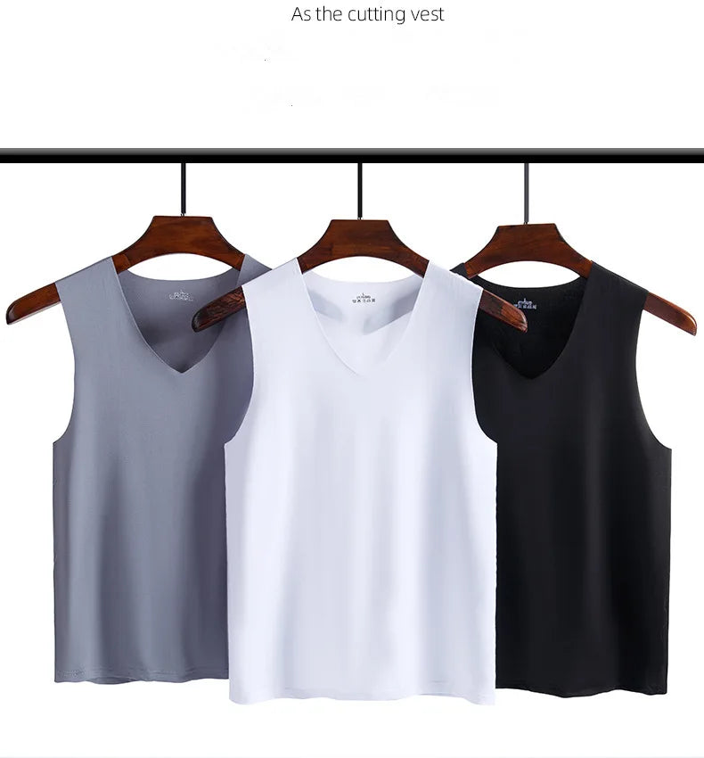 Undershirts Men's Underwear Summer Vest Men Traceless Ice Silk/Tank Top Slim Fit Sports Fitness Sleeveless Breathable Singlet