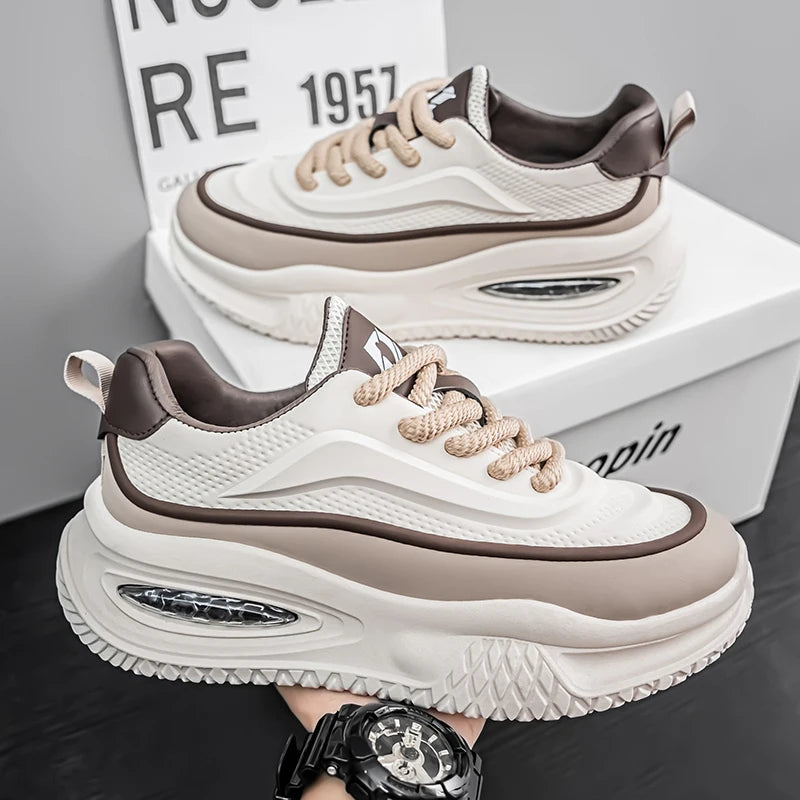 Men's leather waterproof sports shoes for spring and summer/casual cushioned board shoes trendy and versatile
