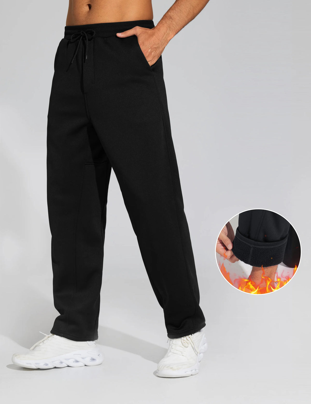 THE GYM PEOPLE Men's Baggy Sweatpants Fleece Drawstring/Straight Leg Open Bottom Workout Pants with Pockets