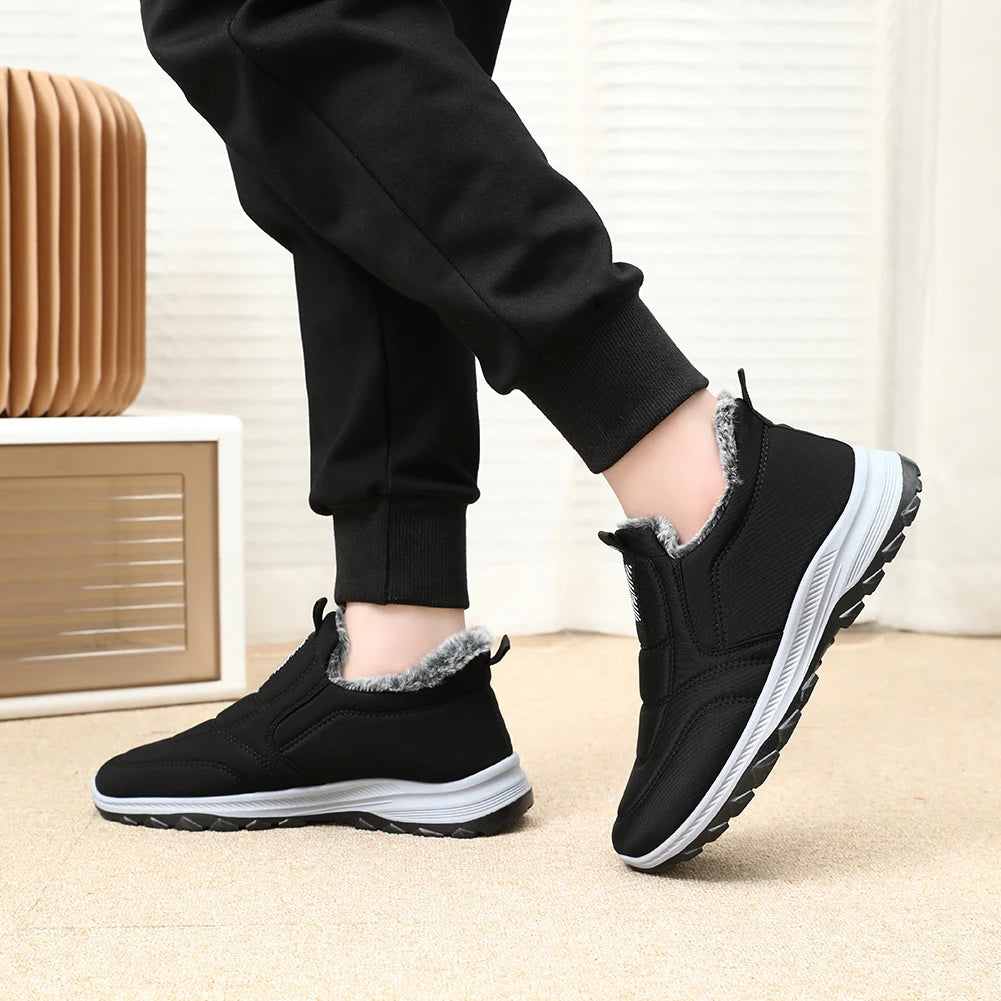 Warm Walking Shoes Lightweight Thermal Ankle Boots Comfortable/Slip On Sneakers Winter Thick Fur Shoes for Travel Hiking