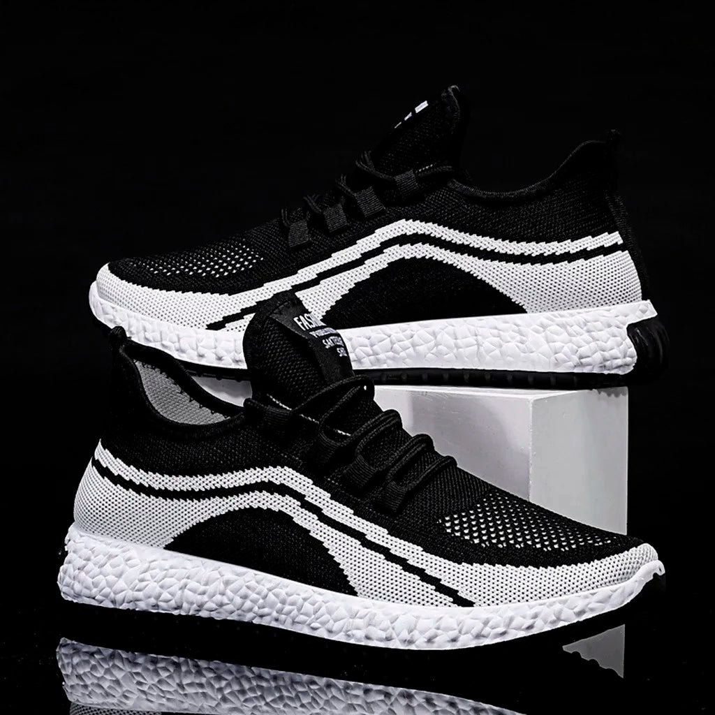 Men's Leather Sneaker Fashion Men Mesh Casual Sport Shoes/Lace-Up Breathable Soft Bottom Sneakers Men's Sneaker