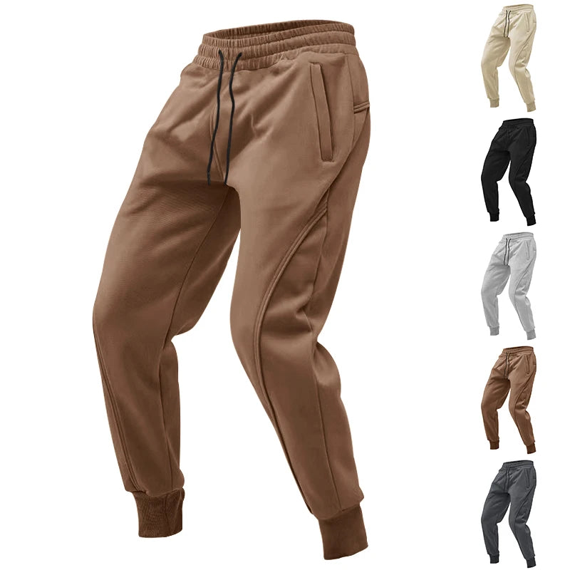 Loose Fit Mens Solid Joggers - Soft Slight Stretch Drawstring/Polyester Pants for Outdoor Sports and Casual Wear