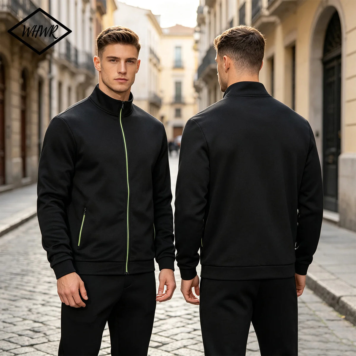 Men's Zip Track Jacket Stand Collar Fleece Lined Casual Sweatshirt/with Zipper Pockets Athletic Outerwear Warm Casual Jacket