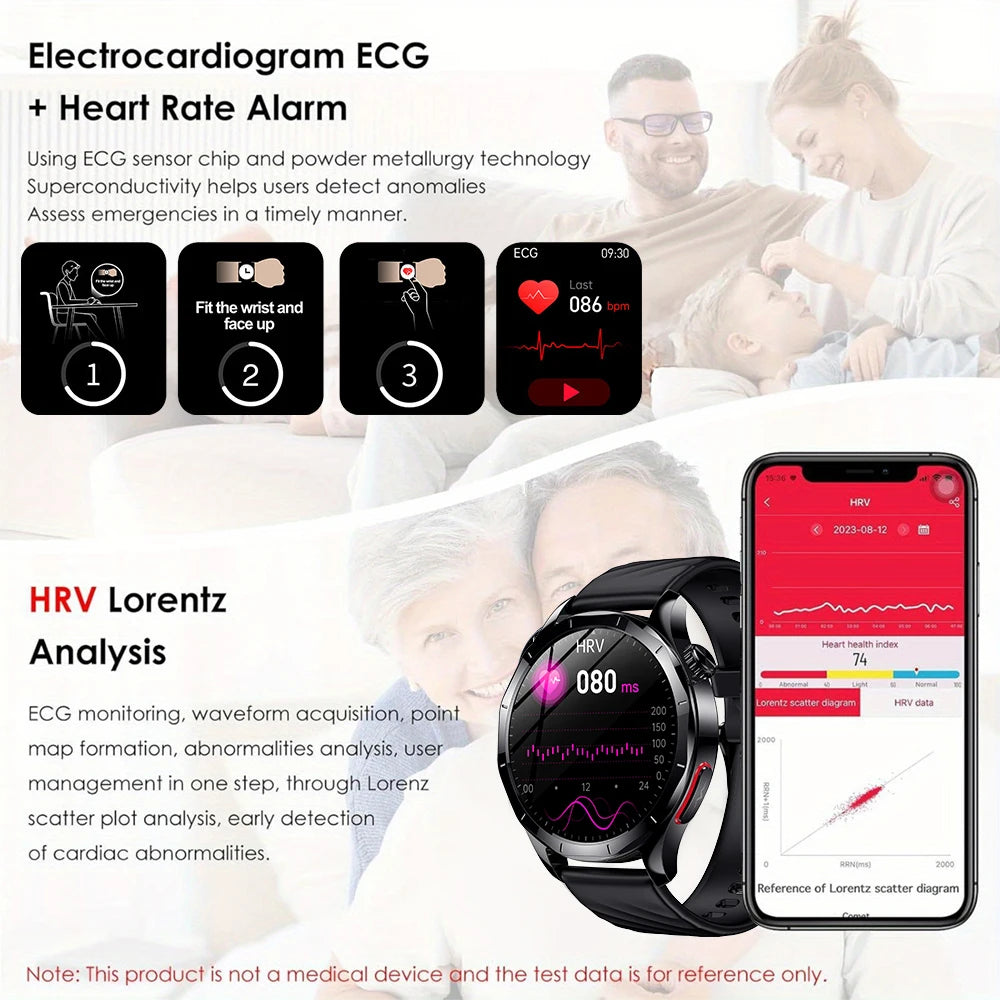 Marsyu 2026 Smart Watch ECG+PPG Uric Acid Blood Pressure Body Analysis/HD Call LED Flashlight Smart Watch Women Men
