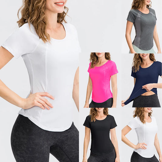 Women Yoga Tops Breathable Sport Fitness Workout/Running Yoga Top Quick Dry Short Sleeve Gym T Shirt