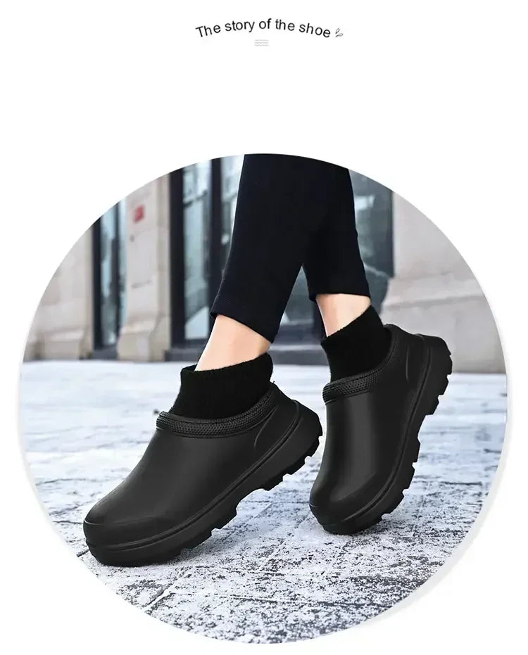 Winter Warm Kitchen Non-slip Waterproof Restaurant Working Shoes/Eva Chef Cotton Slippers Size 36-47