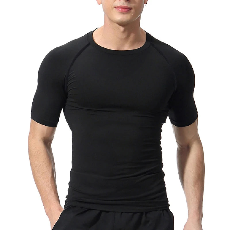 Men Short Sleeve t-Shirt Quick Dry Compression Shirts Fitness/Gym t-Shirts Sport Bodybuilding Shirt Running Football Tee Shirts