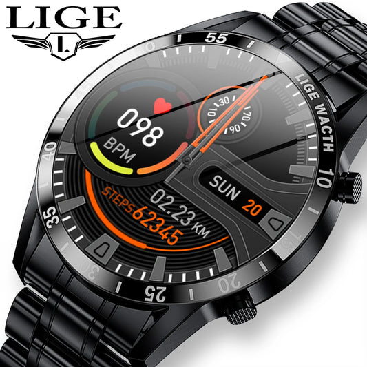 LIGE Fashion Smart Watch Men Full Circle Touch Screen Bluetooth Call/Men Smartwatch Waterproof Sport Watch