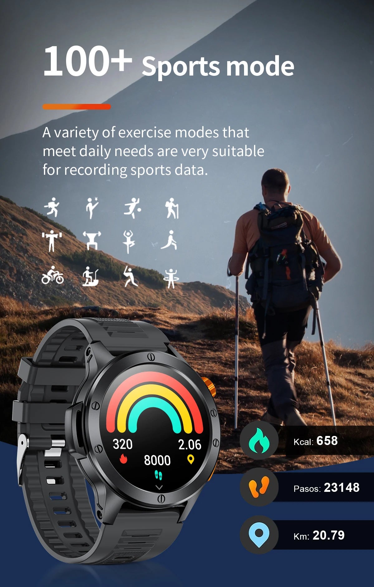 LIGE Sports Smart Watch Men LED Flashlight IP68 Waterproof/Bluetooth Call Health Watches Voice Assistant Military Smartwatch Men
