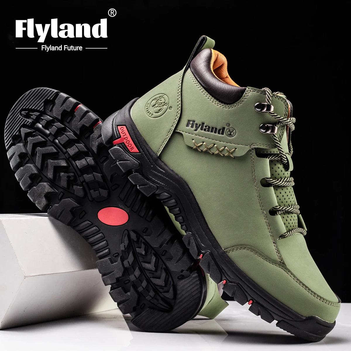 FLYLAND Men's Chukka Boots, Vintage Classical Top/Layer Cowhide Leather, Casual Work Office Shoes Daily