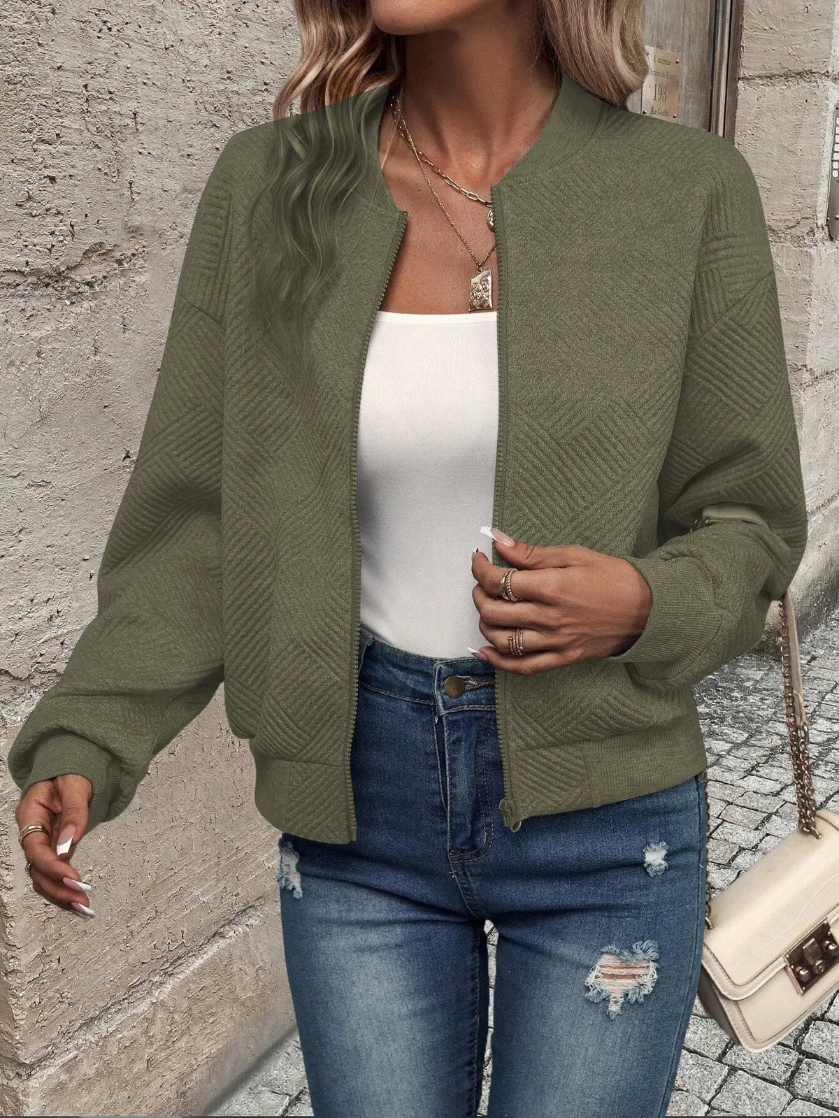 Autumn and Winter New Solid Color Zipper Jacket/with Collar Casual Coat for Women