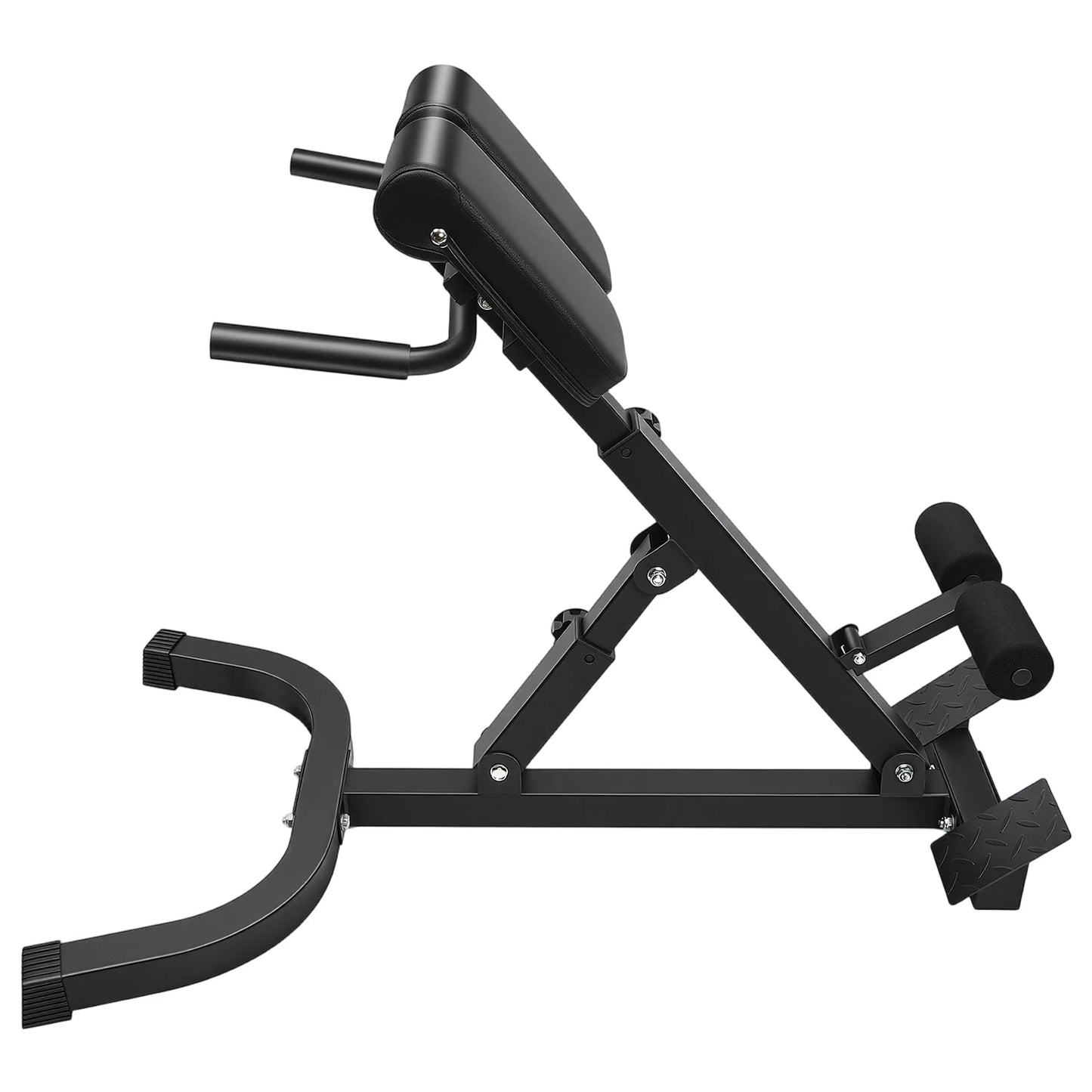 Back Extension Roman Chair Steel Frame Foldable Hyperextension Bench/5 Incline Angles 8 Adjustable Abdominal Pad Length