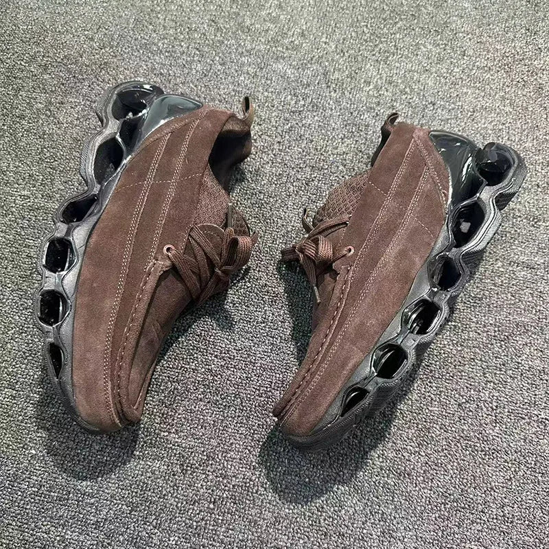 New Spring Summer Casual Leather Shoes Korean Style Round Toe/Lace Up Elevator Sole Minimalist Elegant Fashion Footwear