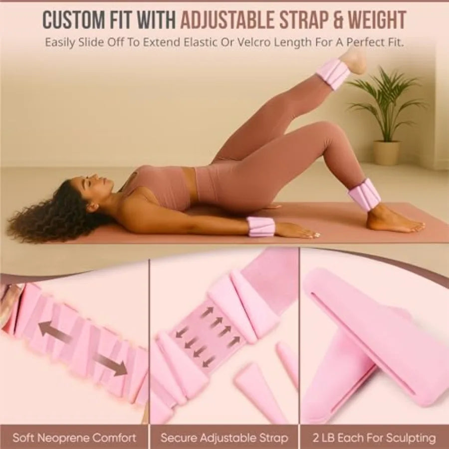 Straps Adjustable Wrist Ankle Weights 4lb Total 2lb Each Soft/Silicone Set for Pilates Yoga Walking Strength Training