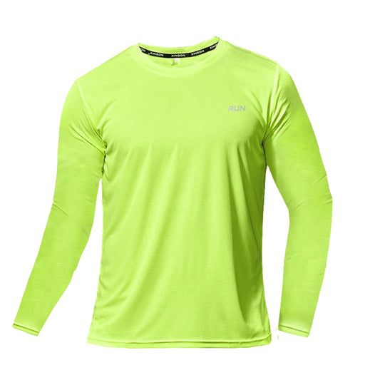 Summer Ice Silk Long Sleeve T-Shirt Men New Quick Dry/Breathable Material Outdoor Sun Protection Running Outer Wear