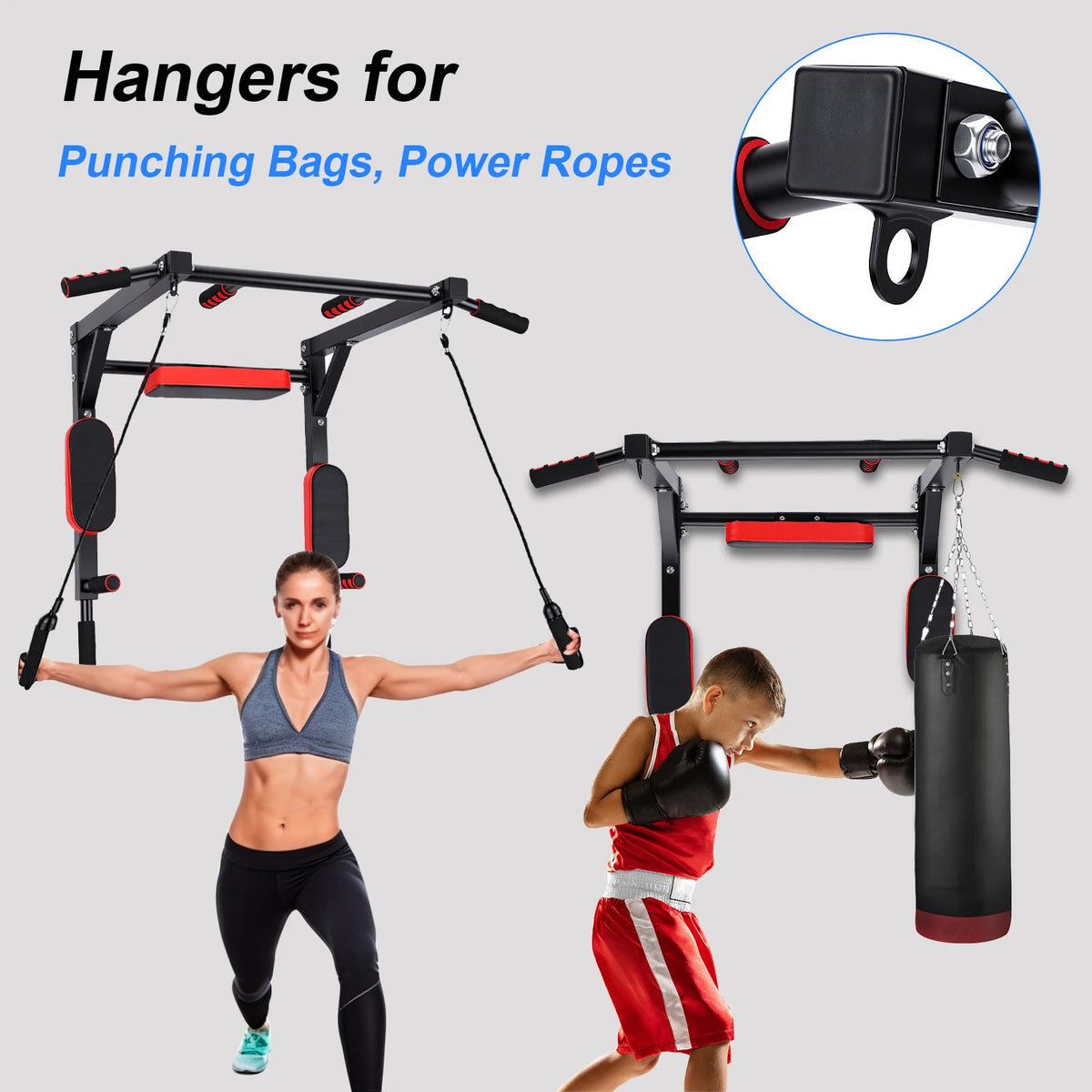 Wall Mounted Pull Up Bar Wall-Mounted Pull-Up Bar Dip Station/Multifunctional for Home Gym Indoor Workout Supports to 551LBS