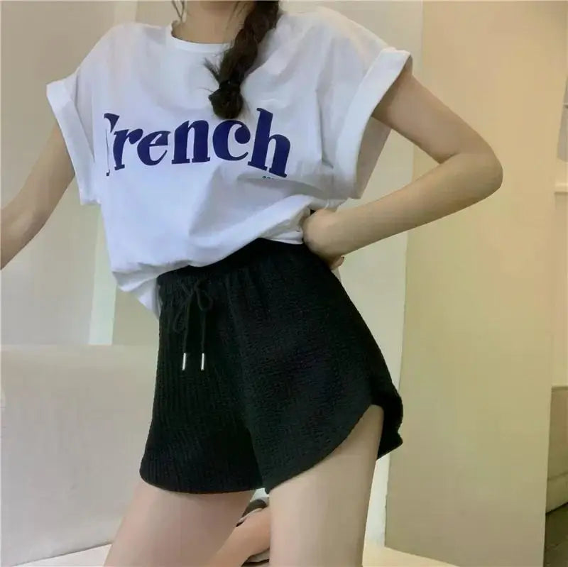 Women Gym Fitness Running Shorts Women's Summer Thin Style Loose/Casual Large Size Wide Leg High Waist A-word Sports Hot Pants