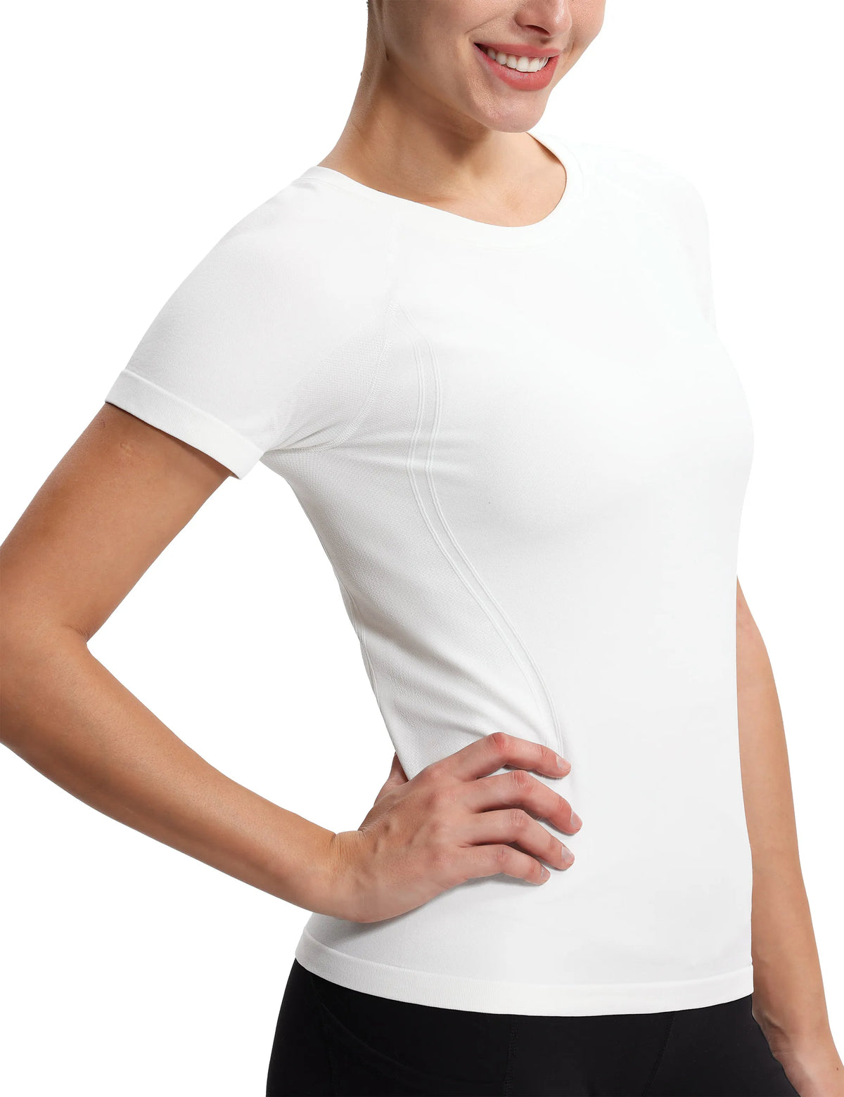THE GYM PEOPLE Women's Seamless Workout T-Shirts/Short Sleeve Slim Fit Shirts Breathable Running Tee Tops