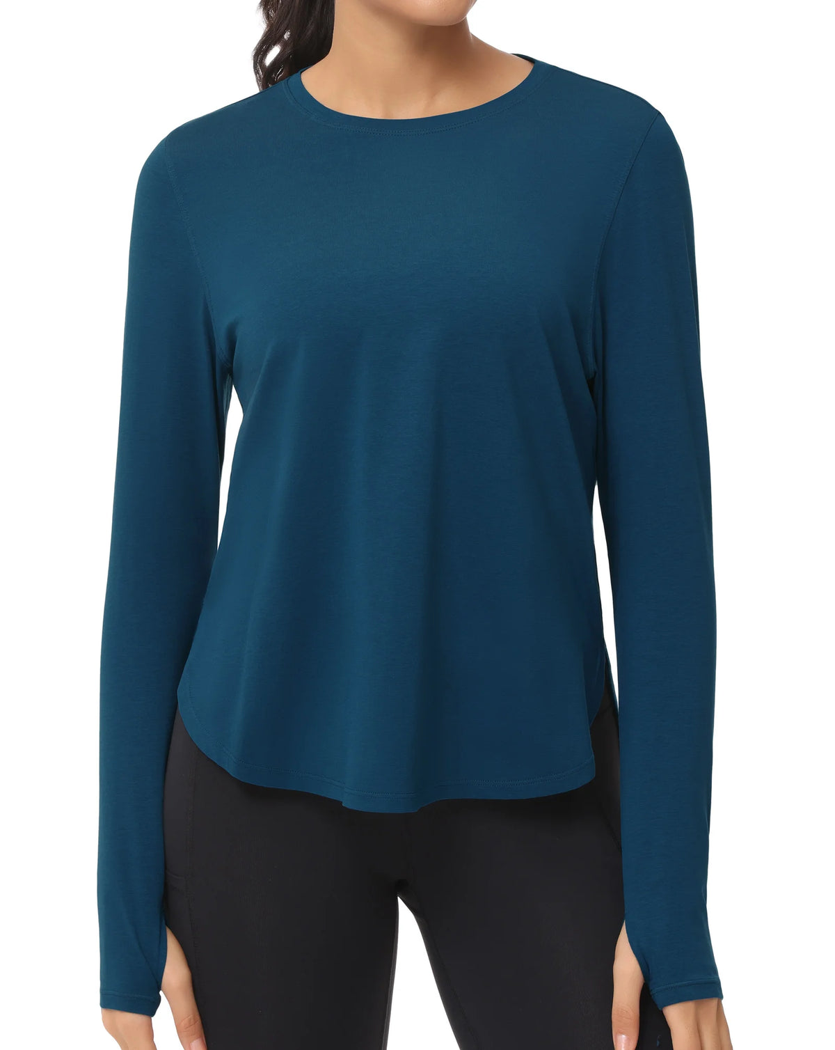 THE GYM PEOPLE Women's Long Sleeve Workout Shirts/Lightweight Cotton Running Yoga Tops with Thumb Hole