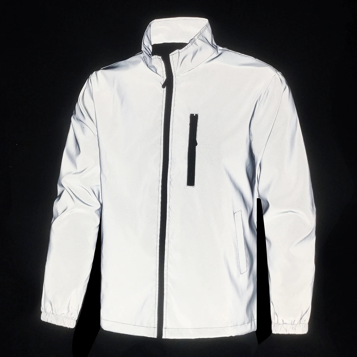Spring New Men's Reflective Jacket Outdoor Night Running/Cycling Windproof Safety Bright Fashion Stand Collar Casual Coats