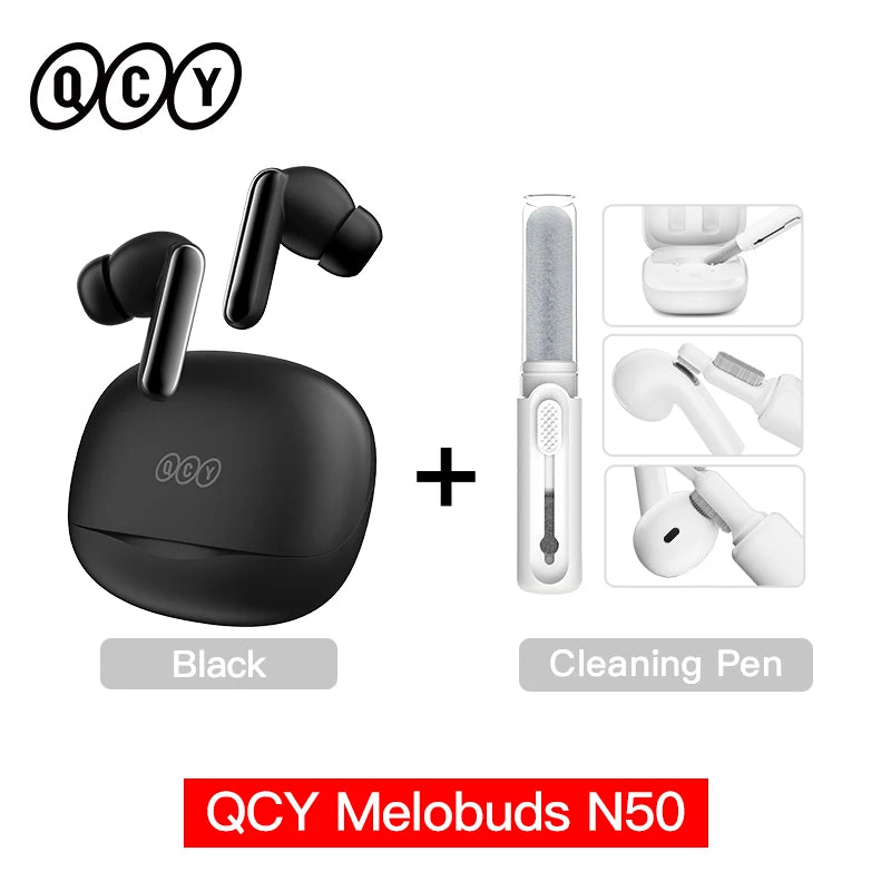 QCY Melobuds N50 ANC Bluetooth 5.4 Wireless Earphones Active Noise Cancellation/6 Mics Clear Call Earbuds Multipoint Connection