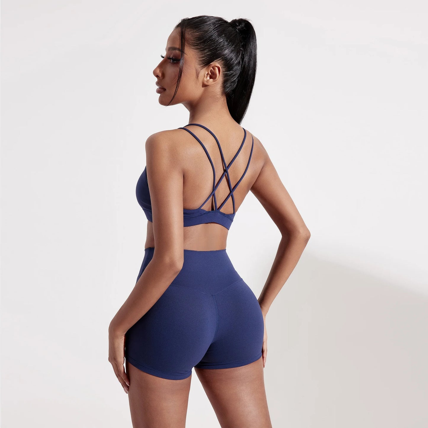 Solid Color Cross Fitness Bra Soft High Strength Women Tight Sport Top/Comprehensive Training Gym Yoga Underwear With Chest Pad