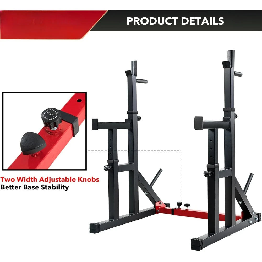 Multi-Function Barbell Rack 550LBS Capacity/Dip Stand Home Gym Fitness Adjustable Squat Rack