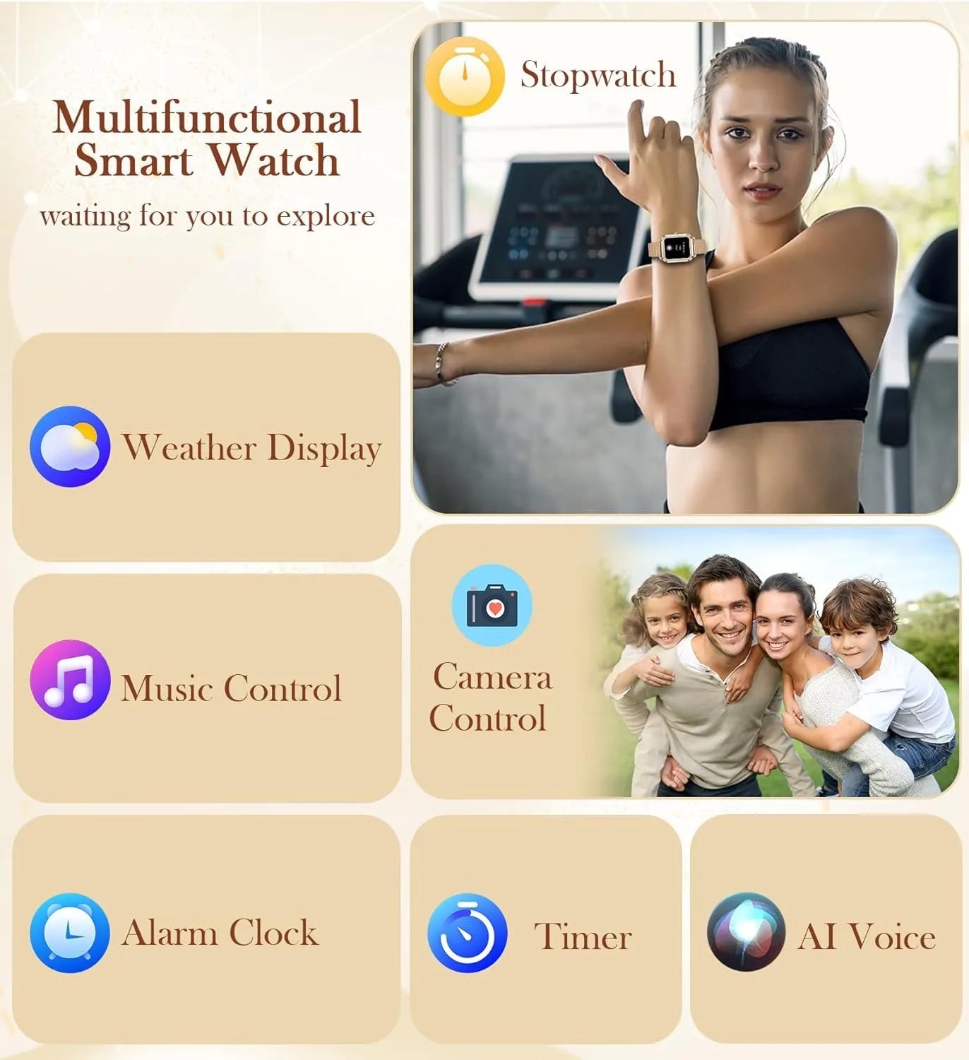Women's Fashion Wearable Smartwatch (answer/dial)/For Android And IPhone Fitness Watch AI Voice Function