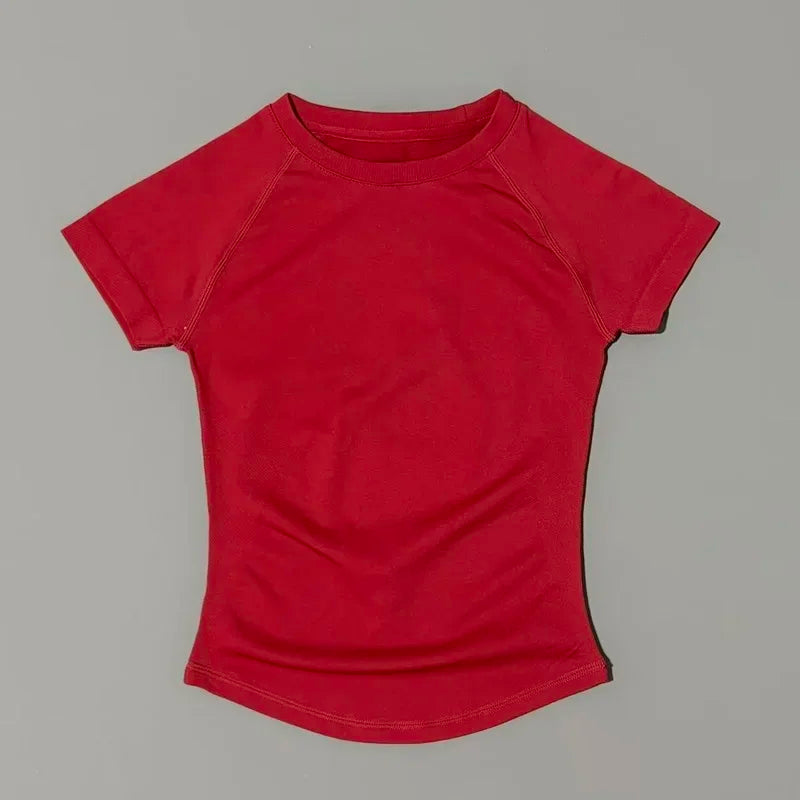 Women Sports T-Shirt Round Neck Short Sleeve Breathable Stretchy Tops/Gym Fitness Yoga Running Workout Casual Athletic Shirts