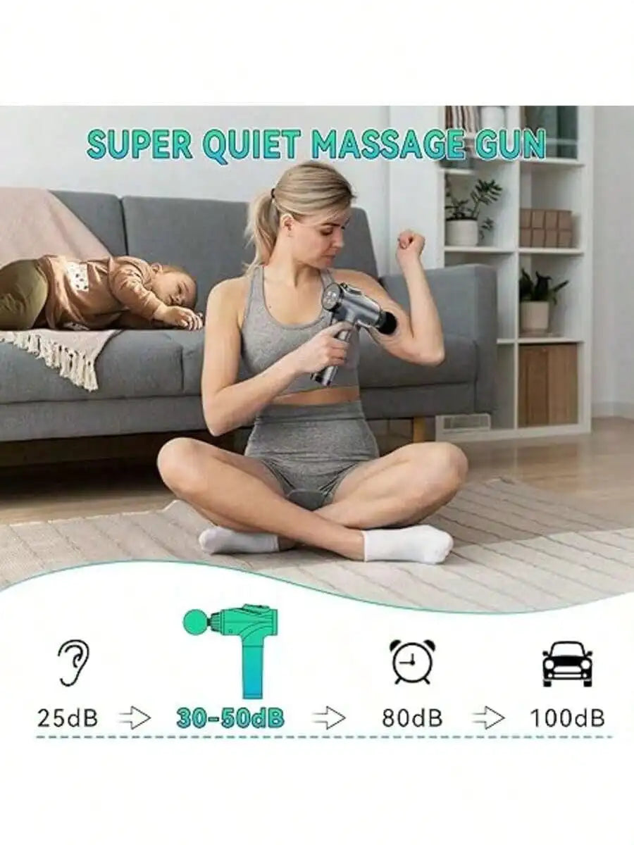 Rechargeable Handheld Mini Deep Massage Gun With Led Display/Portable Massage Gun With 9 Interchangeable Massage Heads And 30 Adjustable Speeds