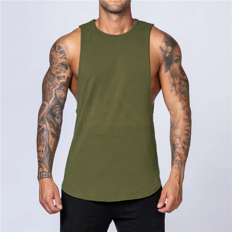 Men's Gym Clothing Summer Fitness Cotton Tank Top Men Jogging/Bodybuilding Sleeveless Shirt Breathable O-Neck Casual Muscle Vest