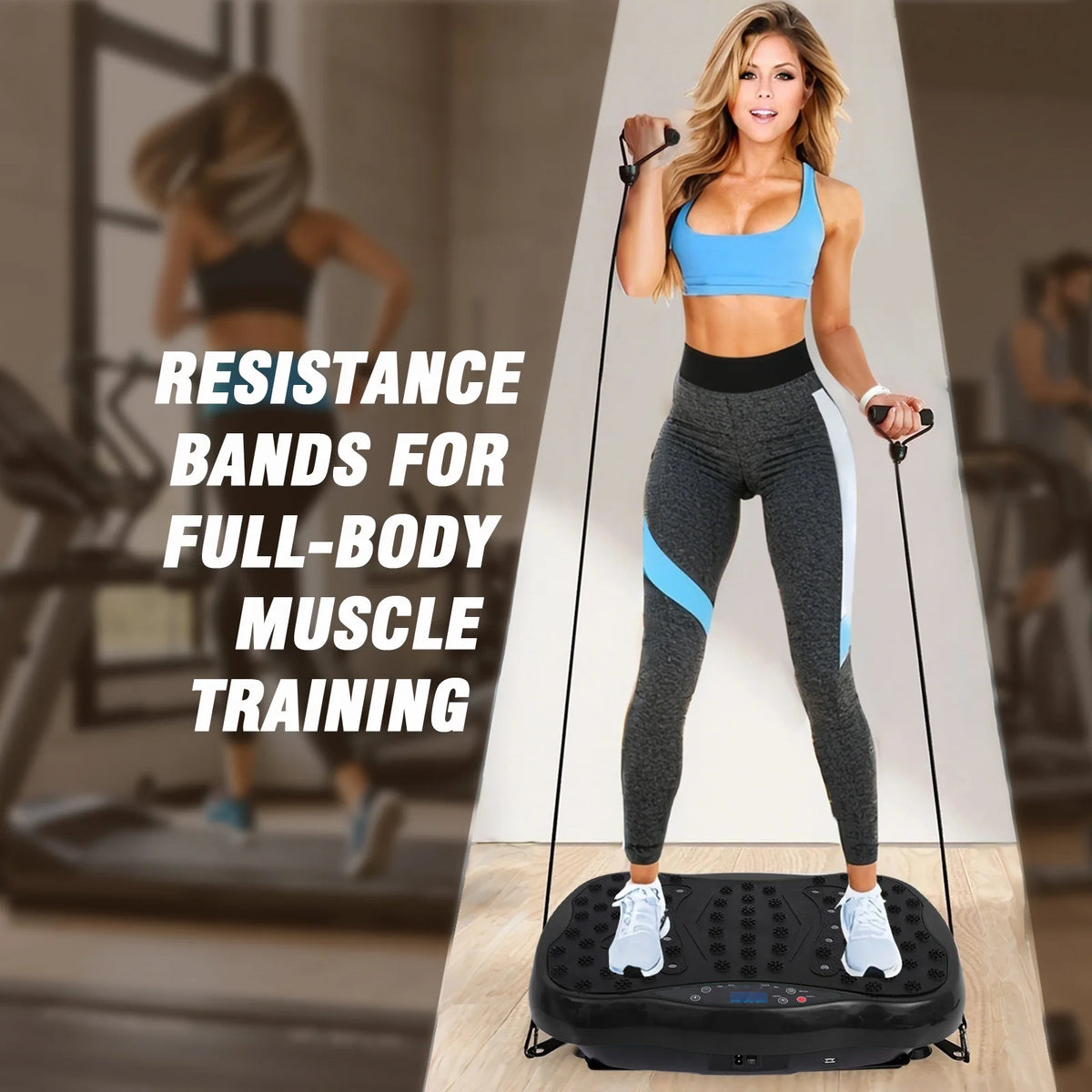 Full-Body Vibration Platform Exercise Machine Training Equipment/Vibrate Fitness Workout Resistance Bands Remote Control BT