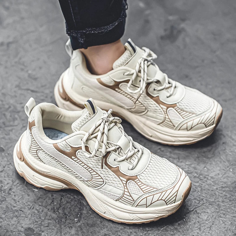 Fashion Retro Men's Shoes Design Sports Running Shoes for Men/Unique Design Sneakers Casual Trendy Thick Soled Shoes