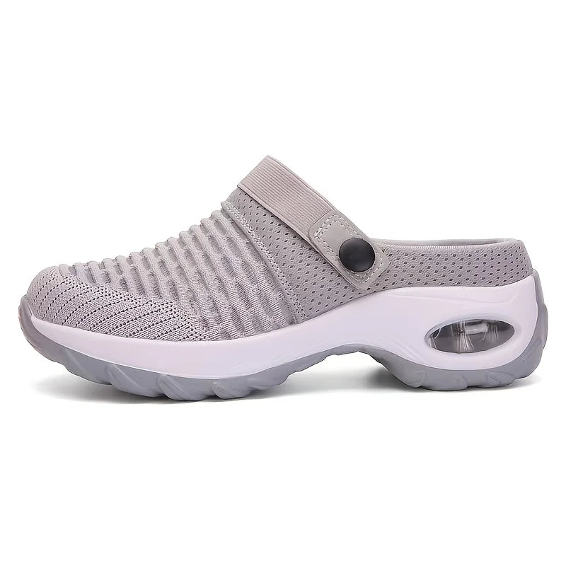 Women's Breathable Flying Woven Knit Sneakers Soft Cushion/Non Slip Lace Up Walking Shoes, Lightweight Mesh Comfort Shoes