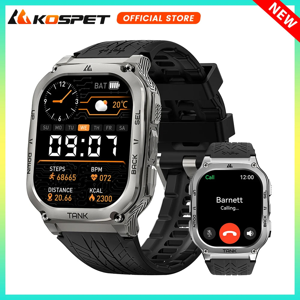 Original KOSPET TANK M3 Smart Watches For Men Smartwatch/480mAh Electronic Digital Fitness AMOLED AOD Bluetooth Watches