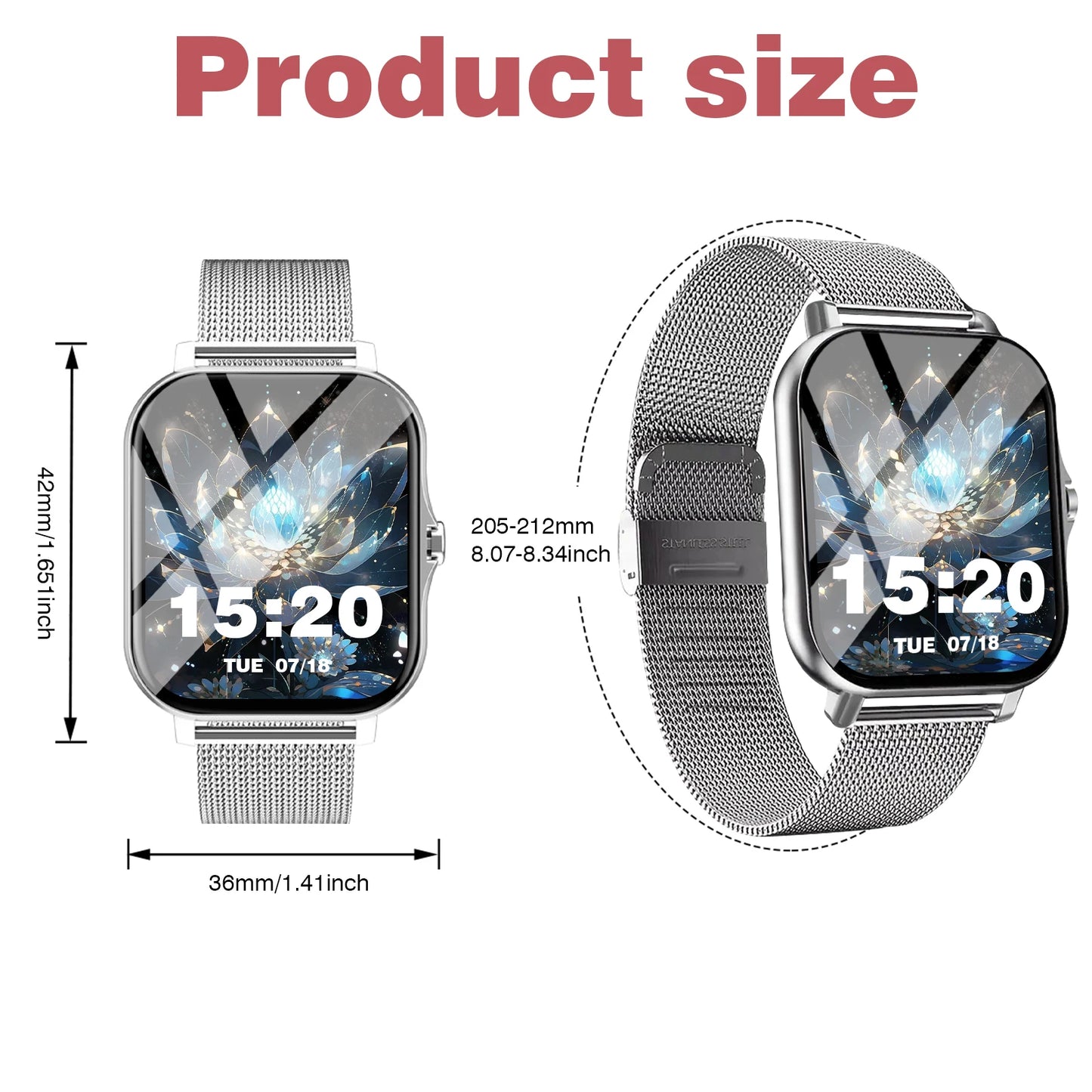 Sports smart watch, sports monitoring wireless calls/message reminders suitable for Android and iPhone