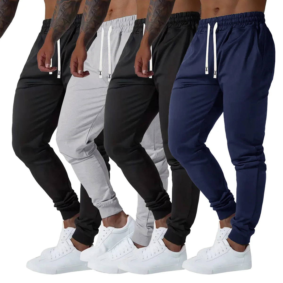 Men's 4-piece set cuffed sports casual pants comfortable fabric/suitable for outdoor sports shopping, and travel