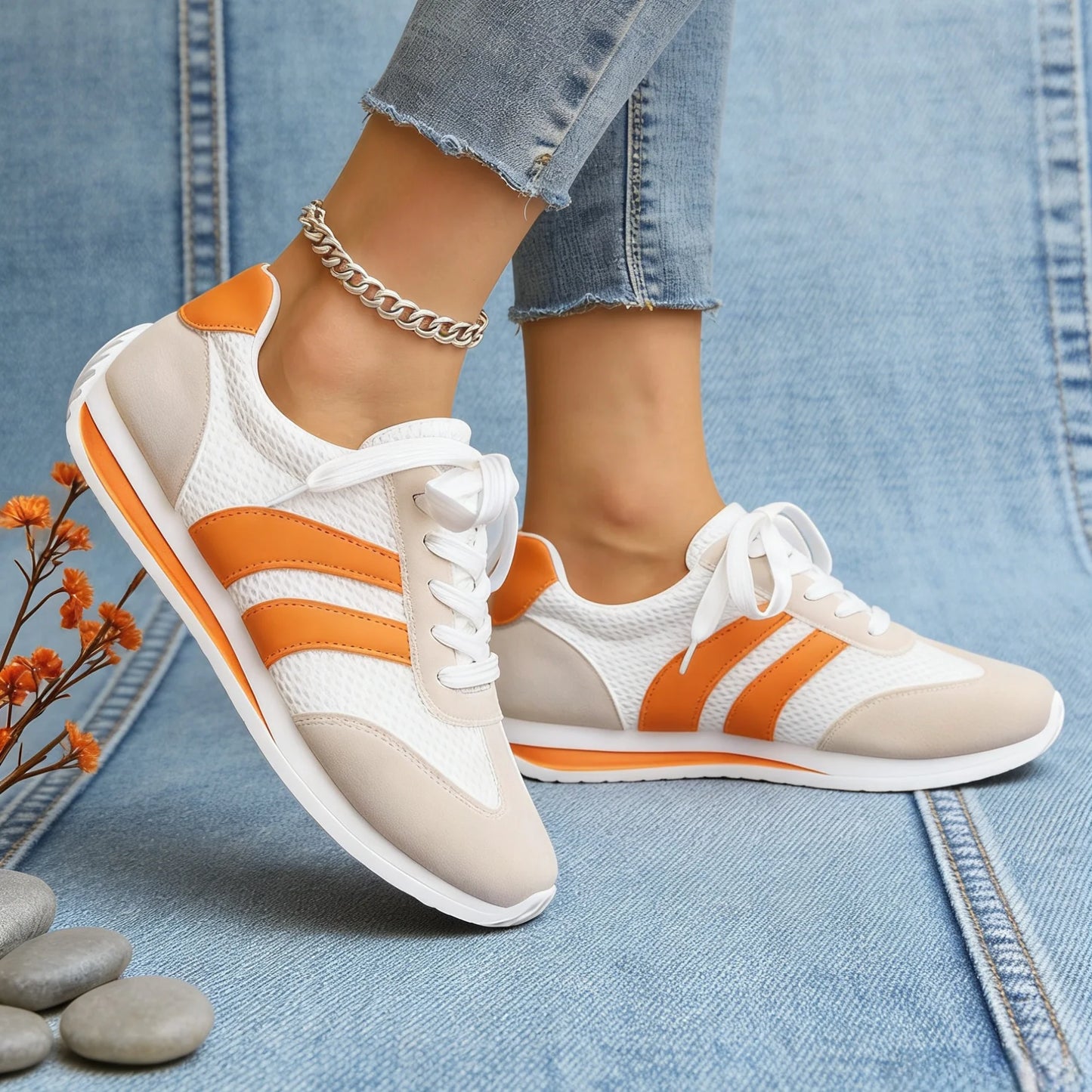 Women's New Casual Lightweight Breathable Running Sport Shoes/Outdoor Walking Shoes Low-Top Round-Toe Sneakers