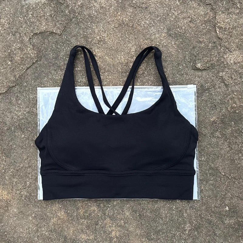 Women Sports Bra Sexy Criss Cross Straps Back High Support/Impact Yoga Underwear Running Fitness Gym Padded Bralette