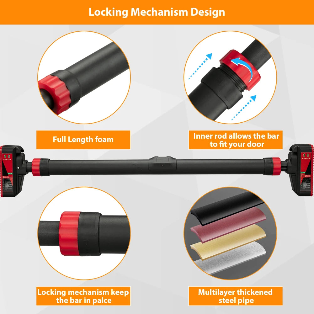 Strength Training Pull-up Bars with Level Gauge 69-92cm Adjustable Width/200kg Max Load Capacity Chin Up Bar For Doorway