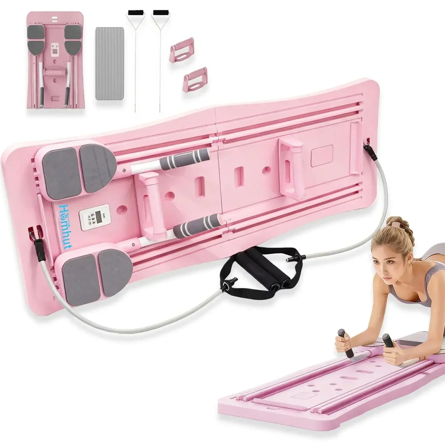Multi-Functional Ab Workout Board Foldable Core Trainer Equipment/with Resistance Bands Push-Up Bars Abdominal Trainer