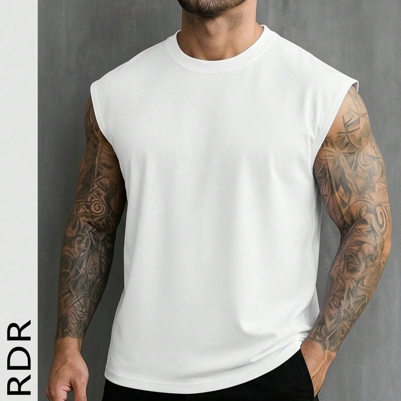 Men's White Sleeveless T-Shirt Tank Top Casual Loose Fit O-Neck/Basic Vest Summer Gym Workout Streetwear Tops