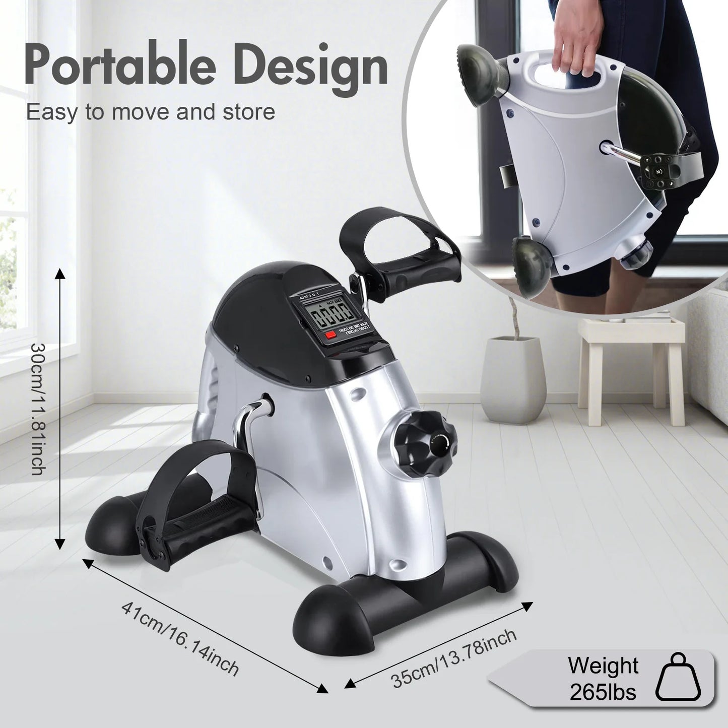 Mini Under Desk Pedal Exerciser Bike Multi-Function Motorized Digital/With LCD Screen Display for Leg Arm and Knee for Elderly