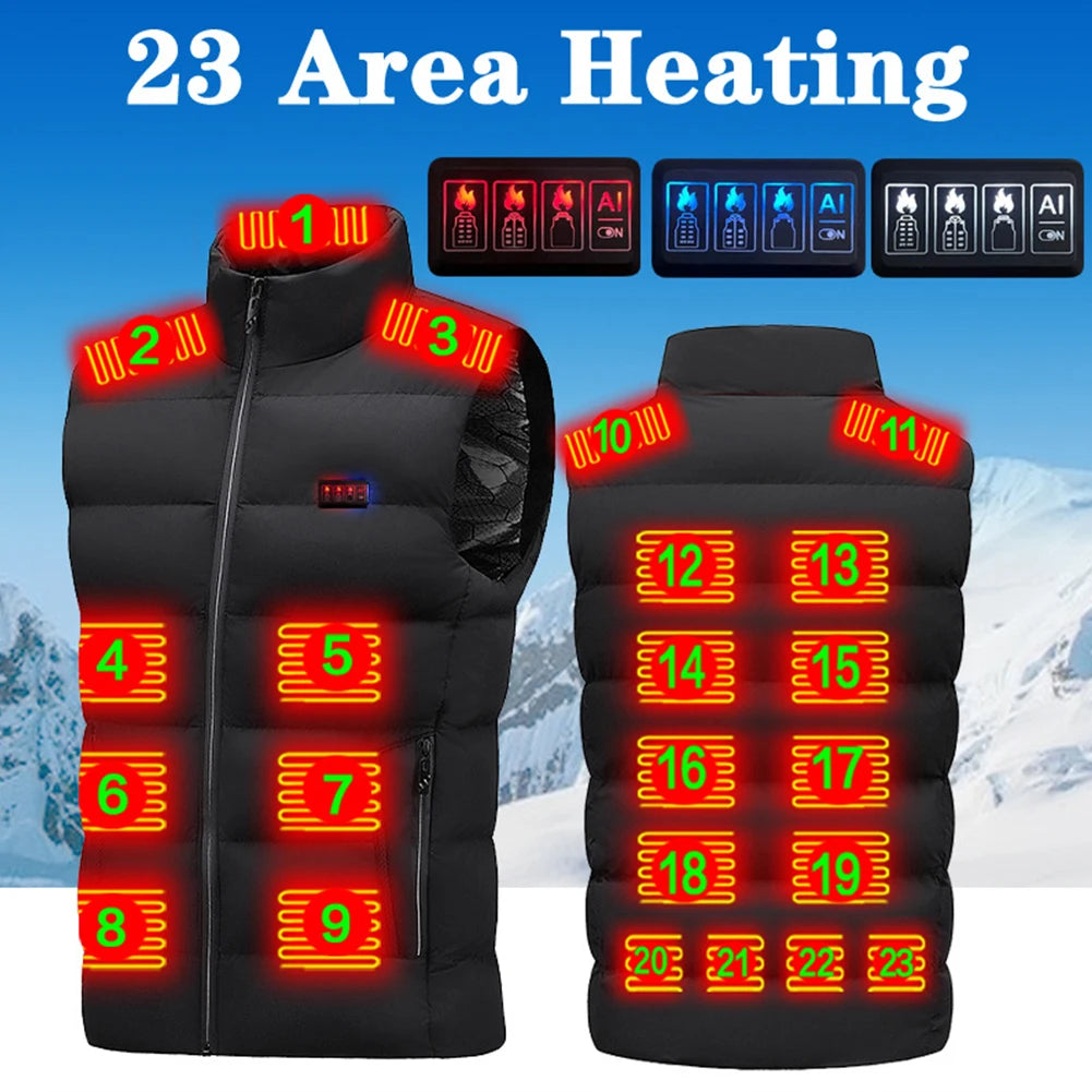 23 Heated Vest Zones Electric Heated Jackets Men Sportswear/Heated Coat Graphene Heat Coat USB Heating Jacket