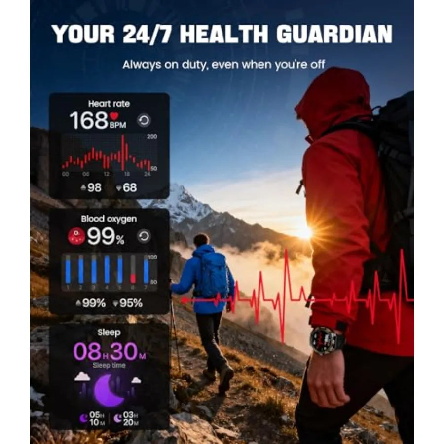 Smart Watches for Men Make/Answer Call, 1.43" AMOLED Fitness Watch/with Heart Rate Sleep Monitor, 600mAH Battery, 200+ Sports