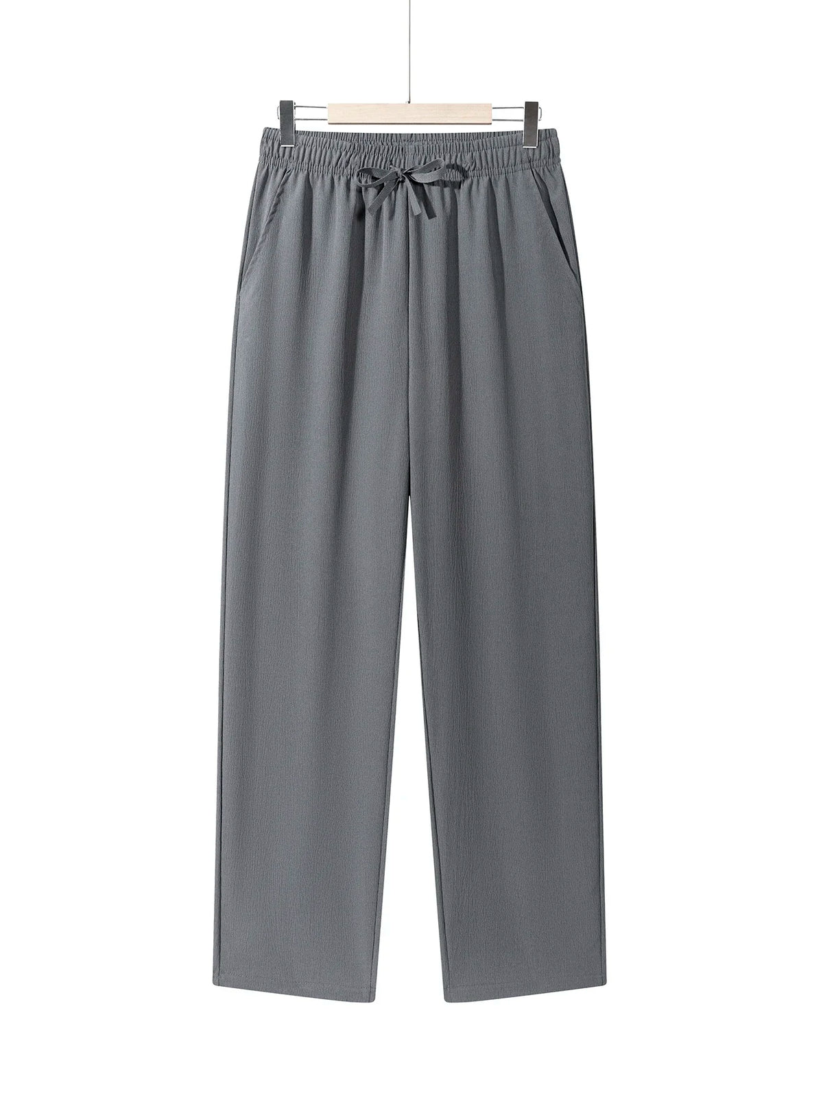 Men's Casual Wide Leg Pants Elastic Waist Drawstring Loose Straight Trousers/with Pockets Lightweight for Beach Vacation Daily Wear