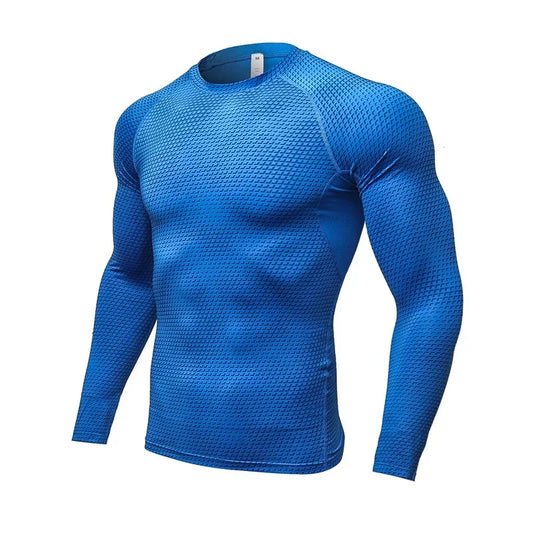 Men's Fitness Running Training Long-Sleeved Shirts Tight Elastic/Quick-Drying Clothes Gym T-Shirt Workout Athletic Undershirts