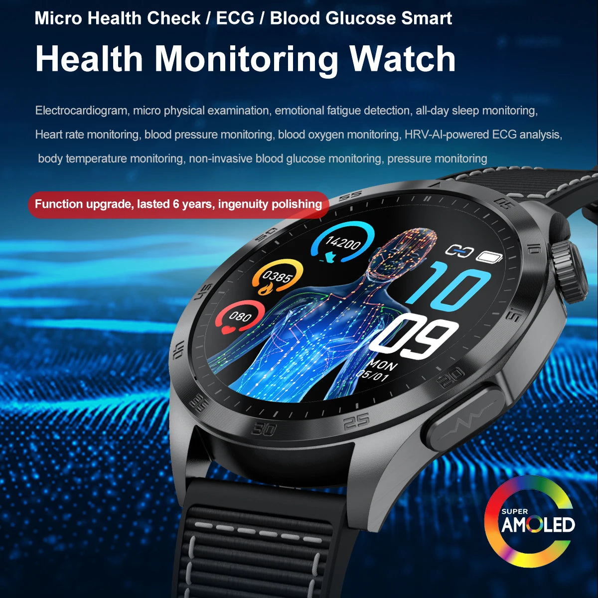 Marsyu 2026 New Nursing Grade Smart Watch ECG+PPG Blood Lipid/Blood pressure Uric Acid HD Bluetooth Call Clock Health Smart Watch